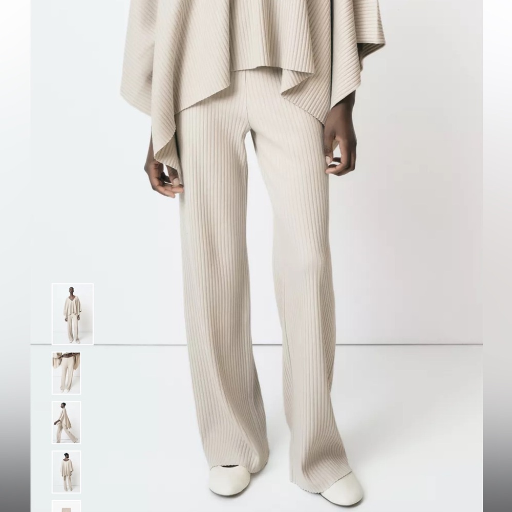 ZARA SOFT RIBBED BEIGE PANTS! NEVER WORN TAGS ATTACHED! SIZE SMALL!
